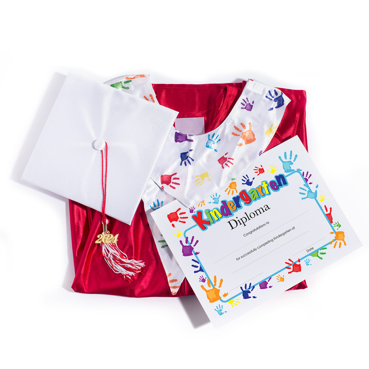 Shiny Graduation Set With Handprints Diploma