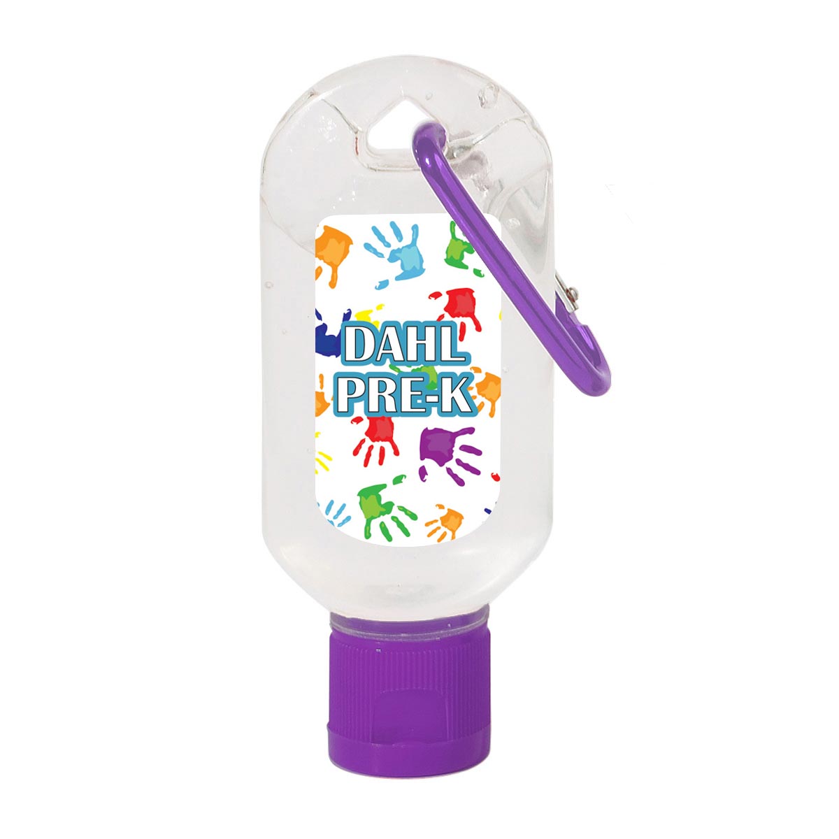 Download Carabiner Hand Sanitizer Bottle With Colorful Handprints Design Alphabet U